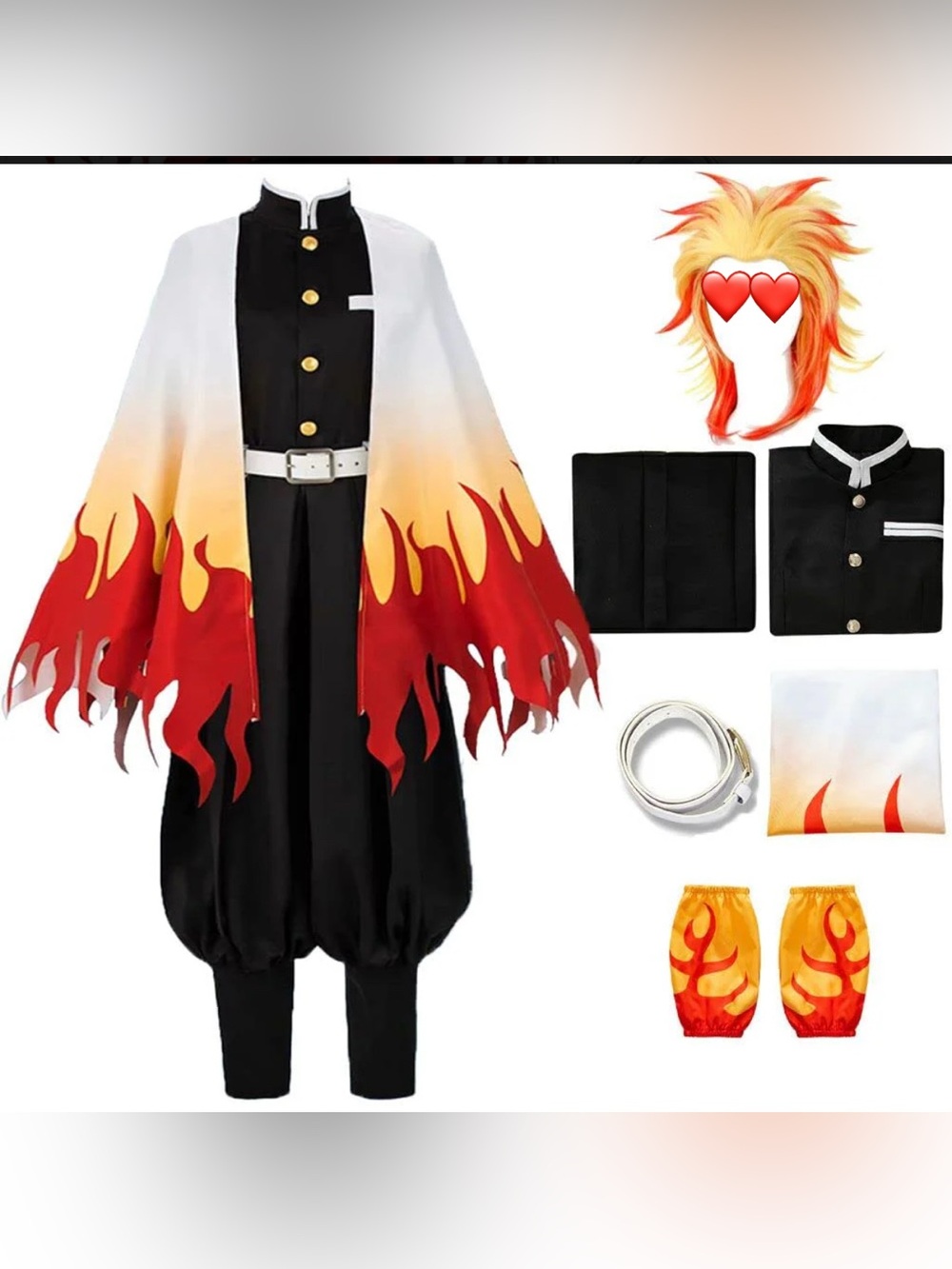 Demon Slayer Flame Hasher Rengoku Kyojuro Cosplay Outfit/Costume